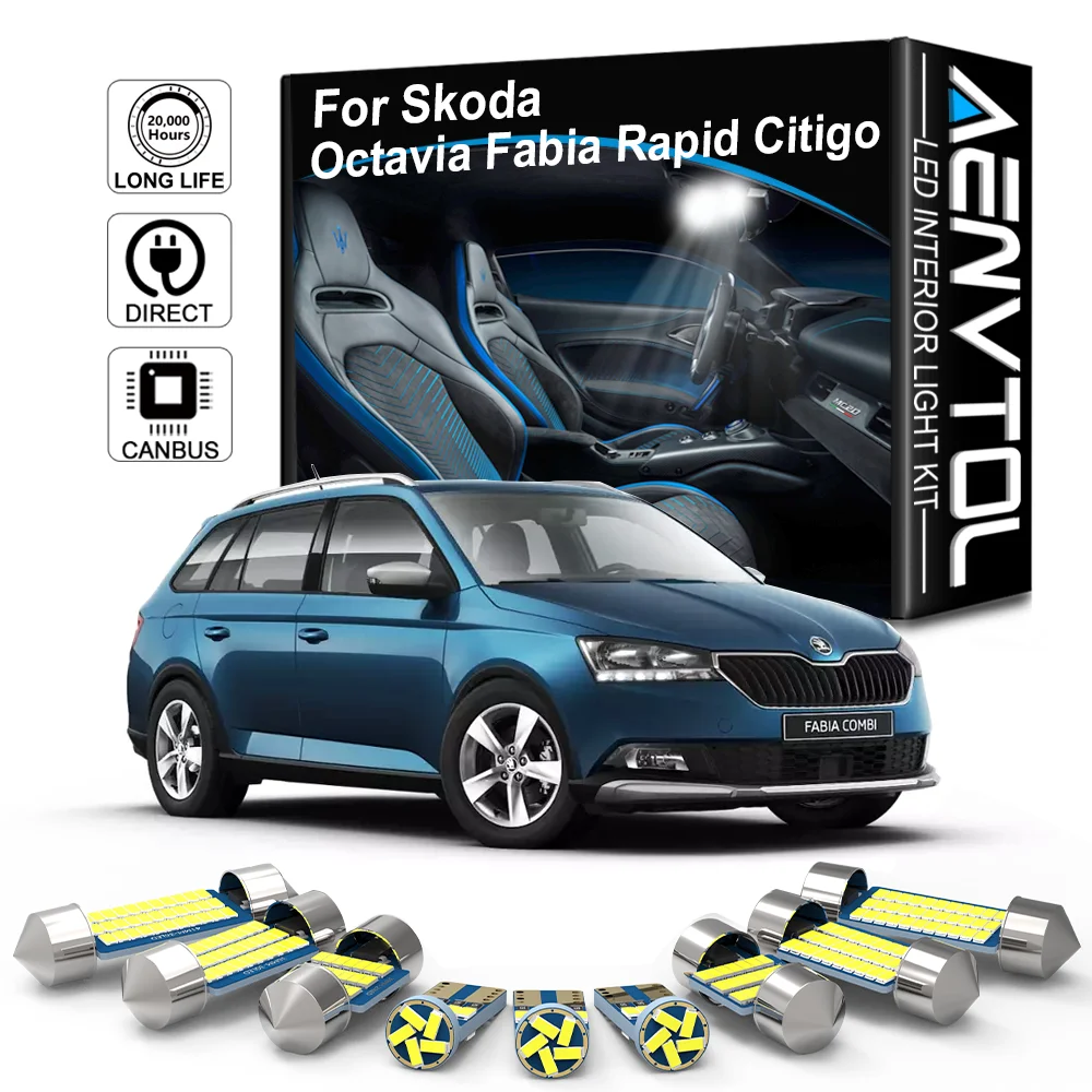 AENVTOL Светодиодная лампа для освещения салона автомобиля Canbus Skoda Citigo Roomster Rapid Fabia