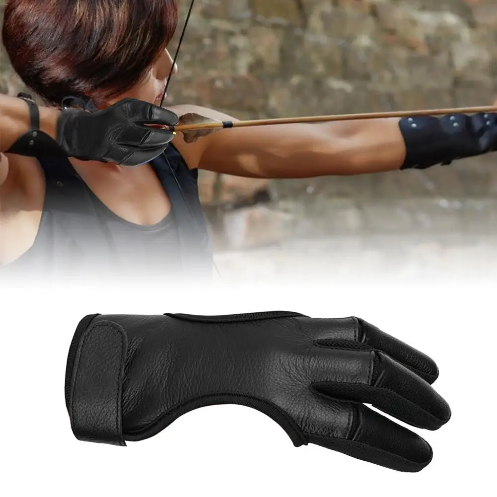 

Bow And Arrow Archery Three Finger Finger Gloves Finger Protector Padded Soft Leather Gloves Camping Hiking Hunting Gloves