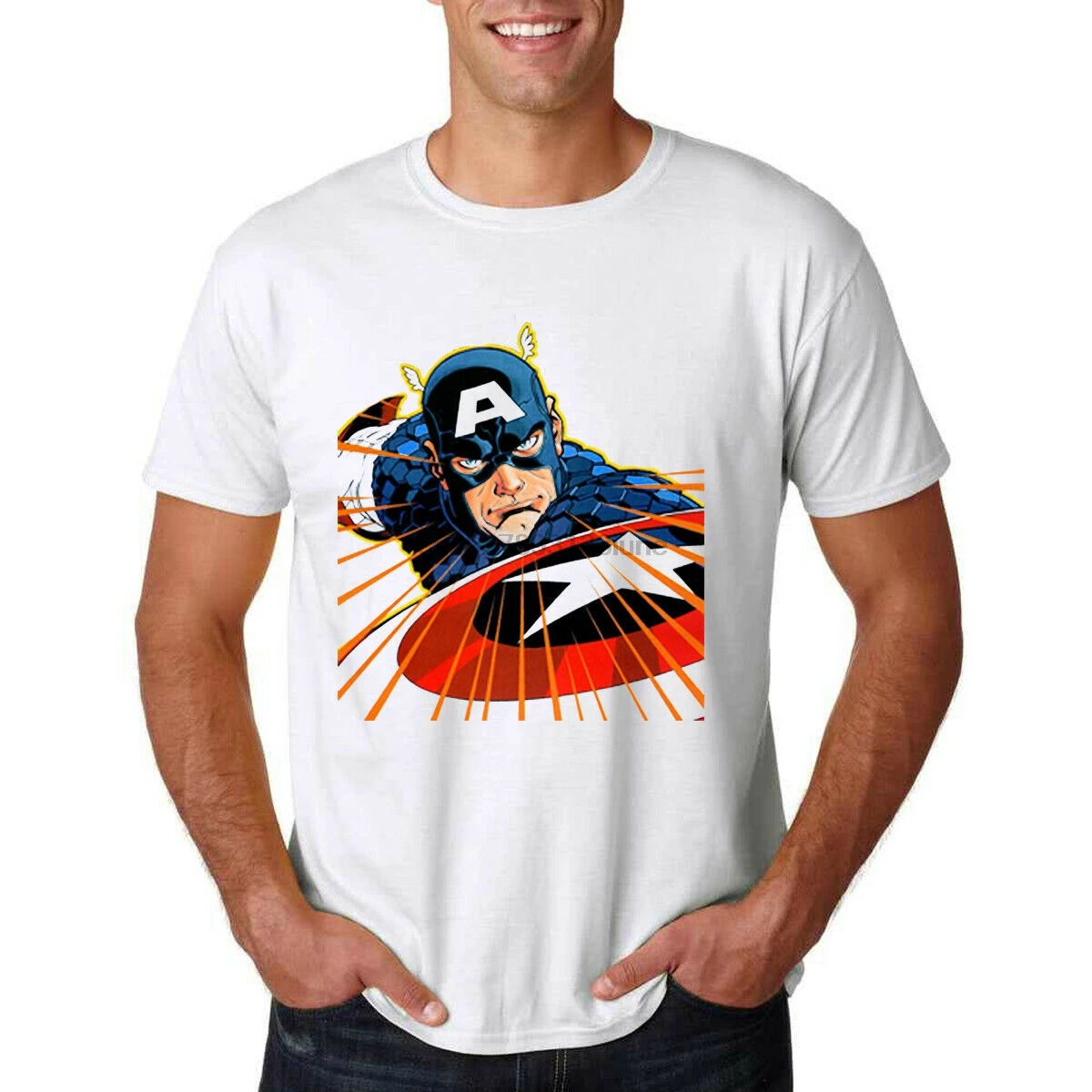 

Captain America TSHIRT WHITE COTTON TEE NEW MEN T-SHIRT SIZE S TO 3XL
