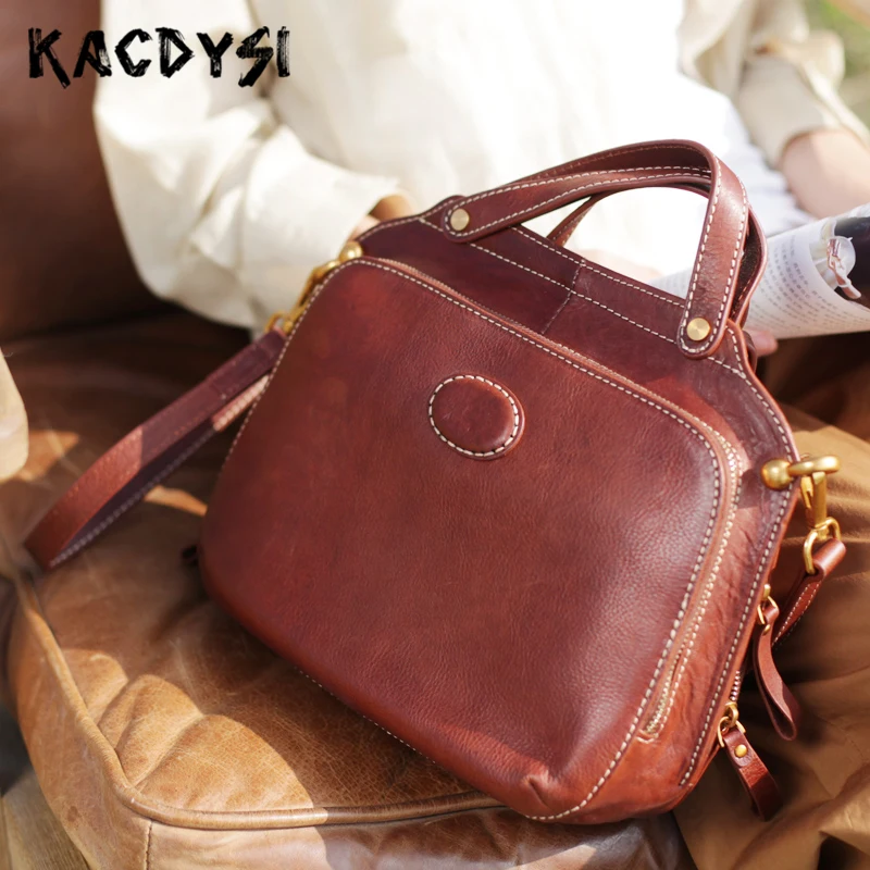 

Real Cow Leather High Quality Small Women Handbags Retro Fashion Simple Ladies Tote Bag Cross Should Purse Popular Messenger Bag