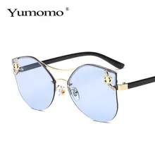 Модные бескаркасные женские солнцезащитные очки с бриллиантами, новинка, роскошные брендовые дизайнерские женские очки с неровным металлическим градиентом синего и розового цветов