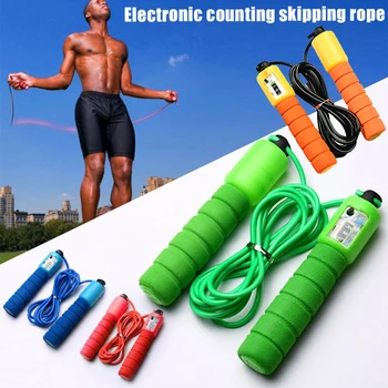 

Skipping Rope With Counter Jump Exercise Boxing Gym Fitness Work Out Adult Kids With None Slip Sponge Handle