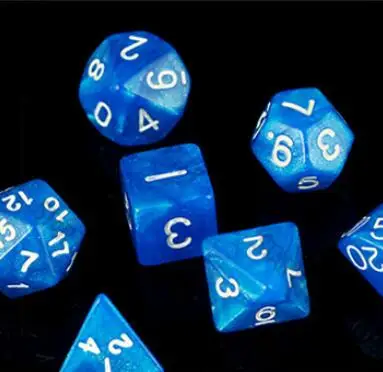 7 шт./пакет многогранные кости набор D4, D6, D8, D10, D10%, D12, D20 красочные аксессуары для Настольная игра RPG Подземелья и Драконы DnD MTG - Цвет: MARBLE BLUE
