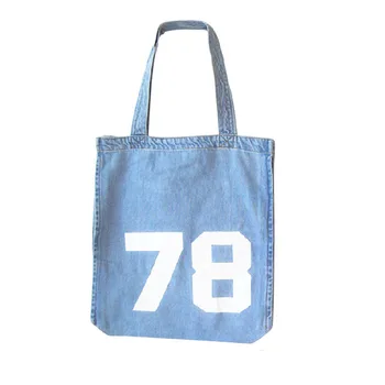 

5PCS / LOT Shopper Bag Women's Creative Print Canvas Bag Denim Shopping Bag Large Capacity Handbag
