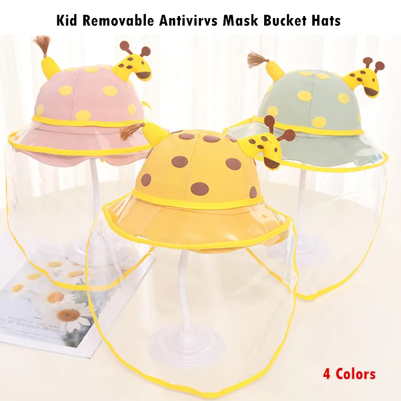 

Wholesale 10Pcs/lot Children Removable Antivirus Mask Bucket Hat Epidemic Prevention Cap Anti-fog Saliva Isolation Protective