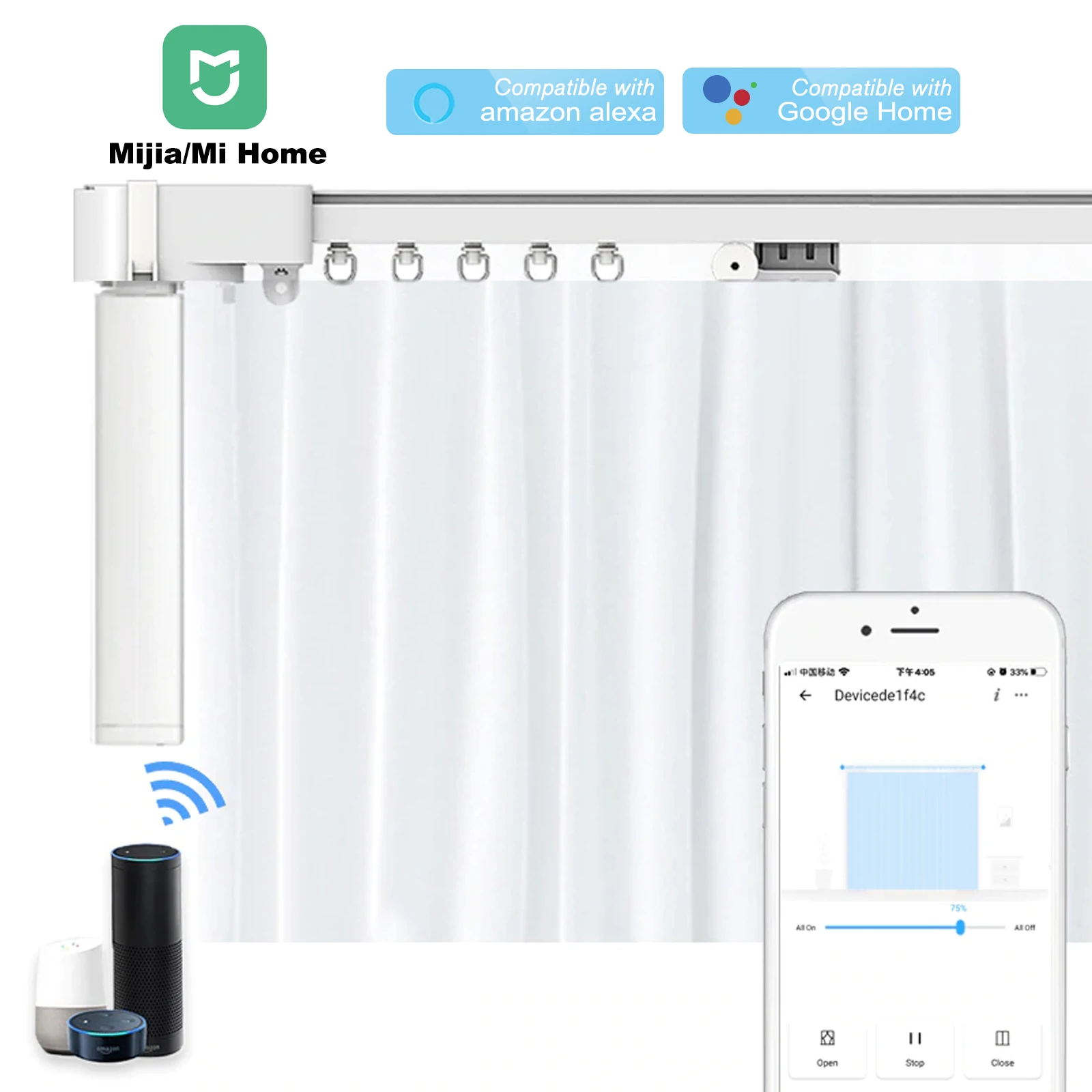 MI Smart Curtains with Electric Curtain track & Automated Rail Motor up to 7.2M 