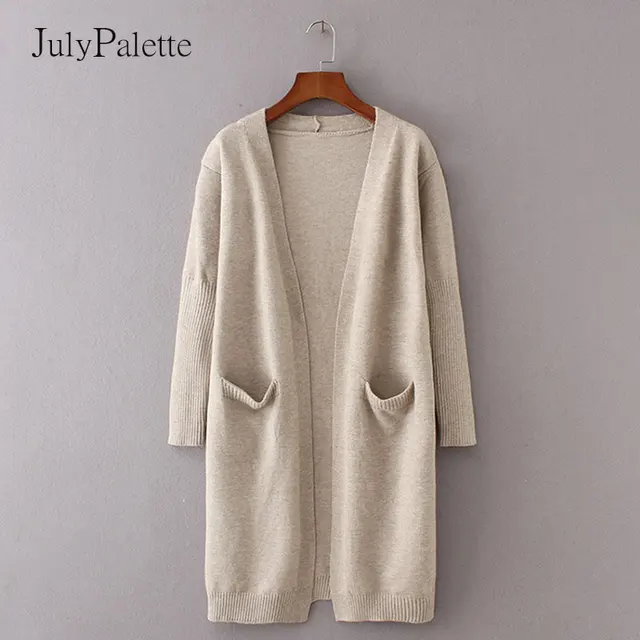 Julypalette Autumn Winter Women Knitted Cardigan Coats Casual Loose Pocket Female Full Sleeve Sweater Cardigan Ladies Tops 2021 2