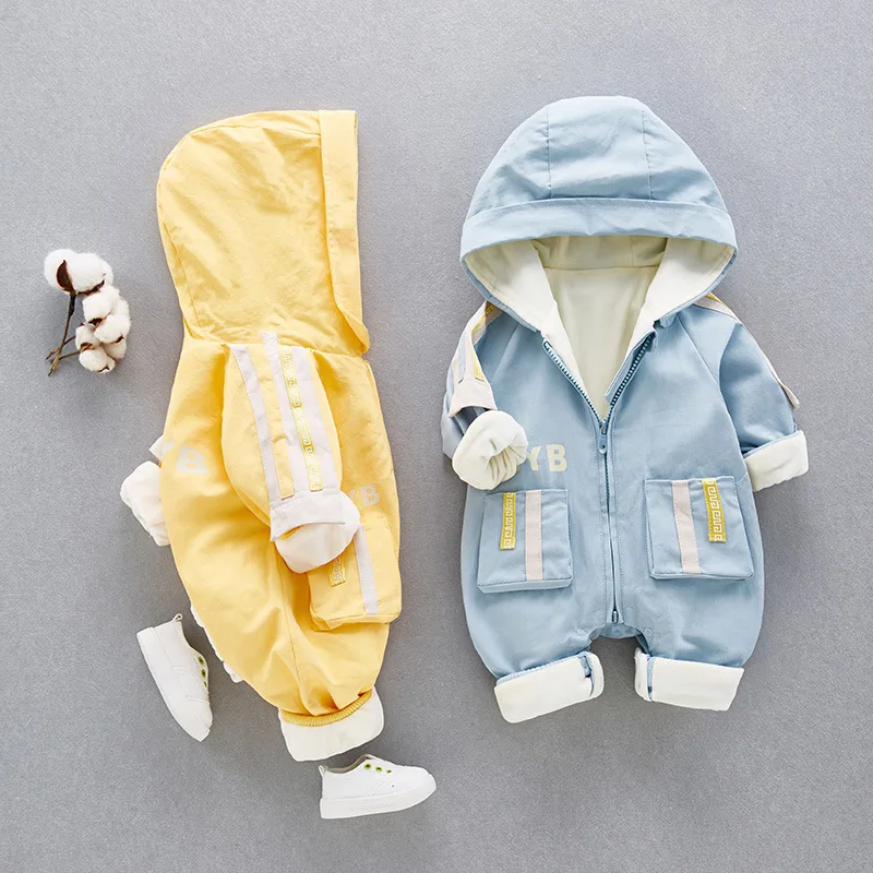 

HYLKIDHUOSE 2019 Toddler Infant Newborn Jumpsuits Winter Baby Girls Boys Rompers Warm Thickening Onesies Kids Outdoor Coats