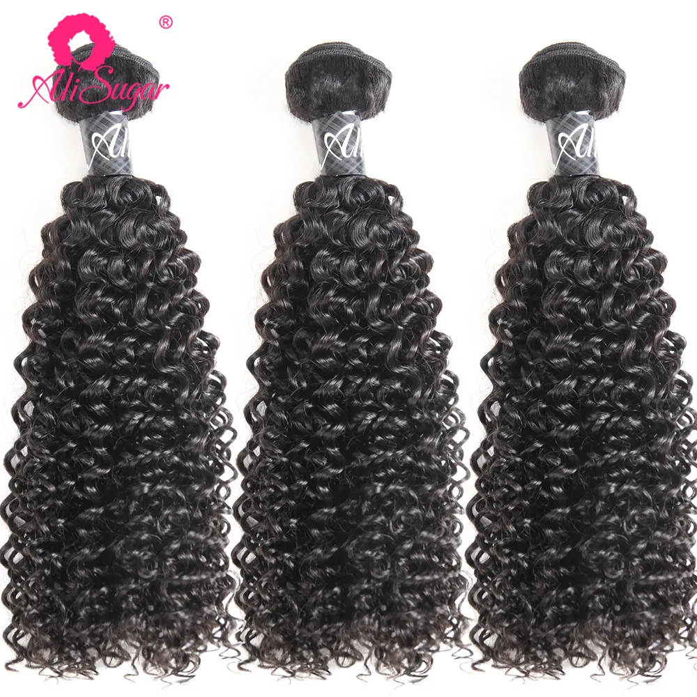 

Ali Sugar Hair Brazilian Kinky Curly Raw Virgin Hair 3 Bundle Deals 100% Human Hair Extensions Natural Color Free Shipping