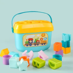Juguete educativo de aprendizaje temprano para niños pequeños, bloques de desarrollo de puzle con formas coloridas