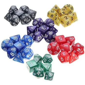 

High Quality 7pcs/Set Polyhedral DnD Mixed Color Dice Playing Game Board Game Dice Set + DnD MTG Tabletop RPGs Gift Game Lovers