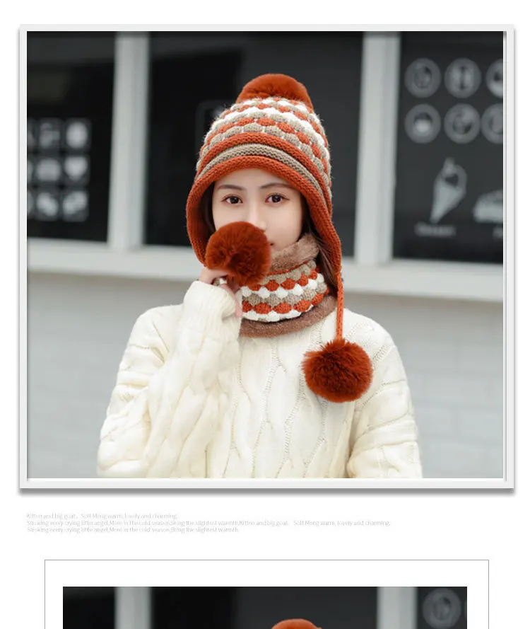 Женский зимний шарф, вязаные шарфы плюс бархатные шейные теплые женские шапки бини, зимняя вязаная шапка бини, вязаные шапочки бини