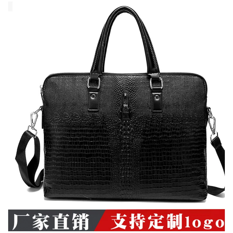 

Men Business Briefcase Cross Crocodile Pattern Shoulder Bag New Style One-Shoulder Oblique Bag Handheld Traveling Bag