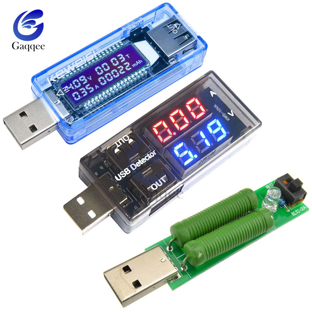 USB Tester DC Digital Voltmeter Amperimetro Voltage Current Meter Detector Power Bank Charger Indicator /Load Resistor/Connector
