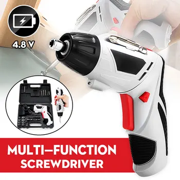 

4.8V Mini Electric Screwdriver With LED Light Cordless Household Rechargeable Battery 45 Bits Multi-function Power Tools Dremel