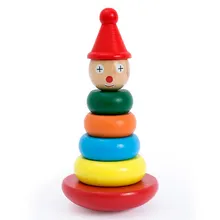 Детский деревянный клоун, Радужное кольцо, детские строительные блоки, игрушка для укладки, детское красочное кольцо с башней, собранные игрушки, обучающие