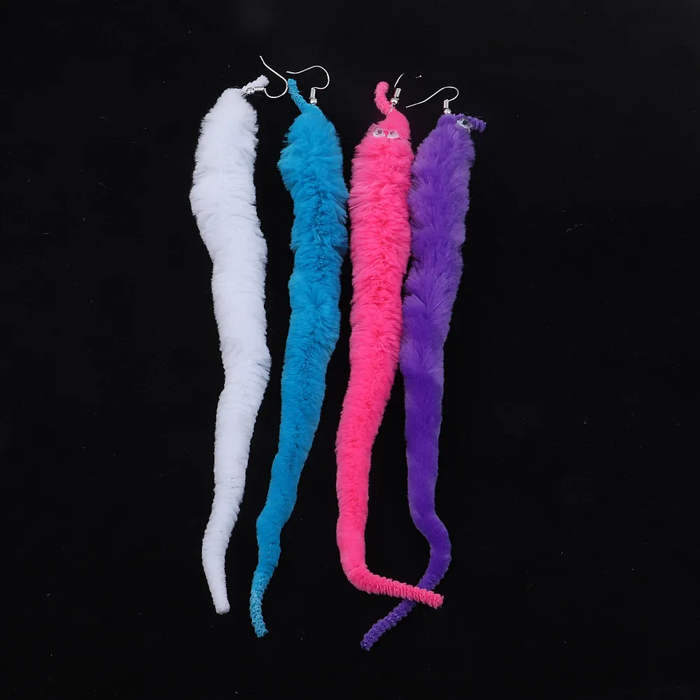 Dangle Earrings Drop Earrings Long Earrings Animal Earrings Long Plush Worm Drop Earrings For Women Girls Personality Animal Insect Dangle Earrings Party Jewelry