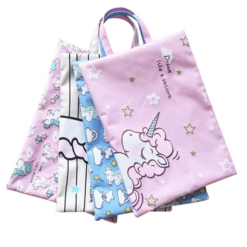 

Document File Bag With Handle Creative Cute Oxford Cloth Student Stationery Bag Business Document Organizer Filing Random Color