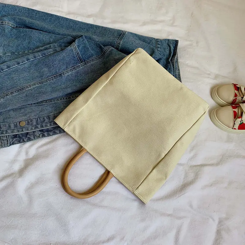 

Dongdaemun Fashion Simple Canvas Bag Women's Casual Handbag Going to Work-Style Literature And Art Handbag College Student Schoo