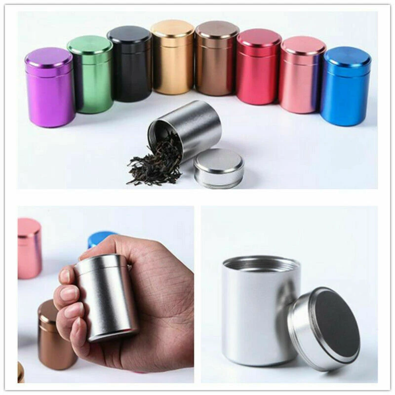 1x Airtight Proof Container Aluminum Herb Stash Jar Metal Sealed Can Tea JarsVX