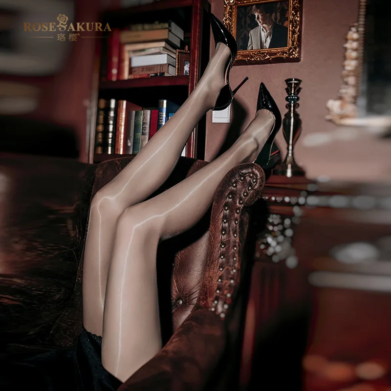 2021 Aurora Sexy Oil Shiny Thin Stockings for Women High Elastic Open Crotch Pantyhose Clubwear Seamed Without Waistline Tights