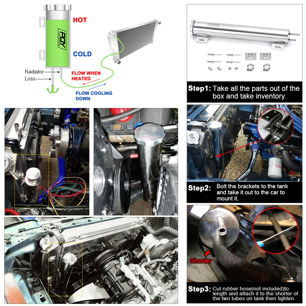 Stainless Steel Radiator Overflow Tank Bottle Catch Can 2"x13" Car Modification Radiator Cooling Accessories VR-COT01 radiator coolant tank cap car radiator cap car radiator water tank cover