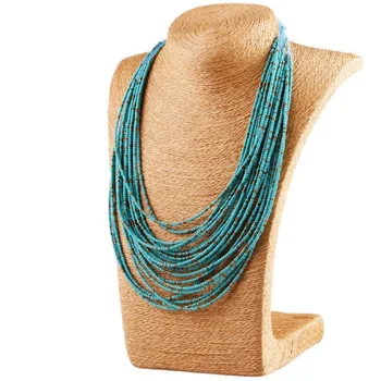 

Fashion Retro New Multi-layer Rice Bead Necklace Long Section Exaggerate Simple Chain Bohemian Water Drop Jewelry Gift For Women