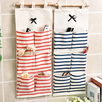 

6 Grid Storage Pockets Wall Door Waterproof Hanging Bathroom Linen Cotton Sundries Folding Underwear Socks Sorting Bag Organizer