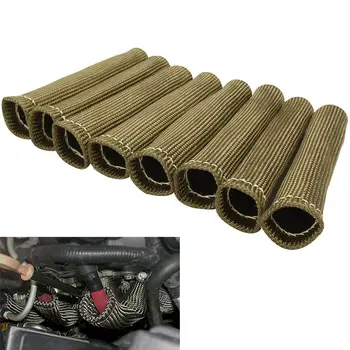 

Shield Boots Protector Cover 8Pcs/set Titanium Universal 15.5cm 2500° Spark Plug Wire Heat
