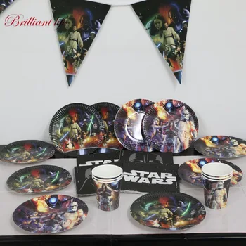 

81Pcs/Lot Disney Star Wars Theme Disposable Tableware Kids Birthday Party Decoration Paper Cup Plate Straw Banner Party Supplies