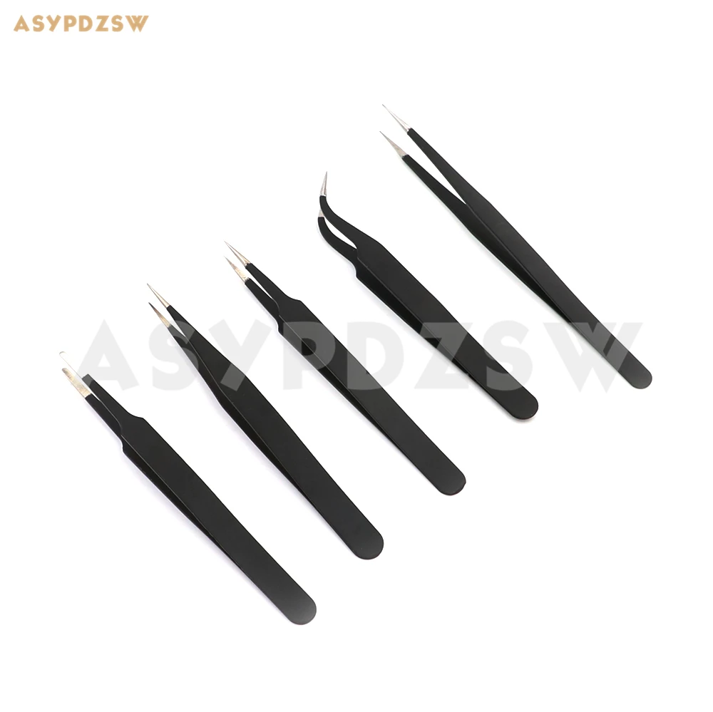 

5PCS Anti-static tweezers Tip head/Flat head/Pointed/Elbow/Especially pointed (Package 5 combo)