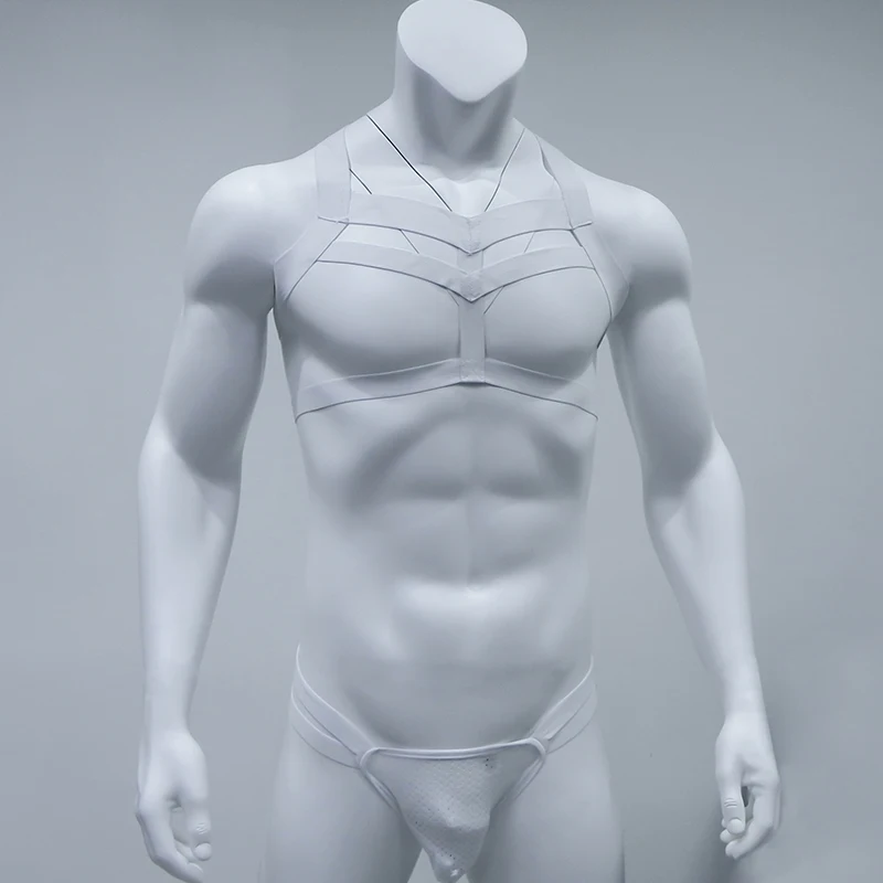 Cosplay&ware Hot Men Bondage Costume Lingerie Body Chest Harness Halter Neck Nightclub Hollow Out Clothing Thong Set Jockstrap Black White -Zentai shop online Hc406406f56284647972515376528d79b8.jpg