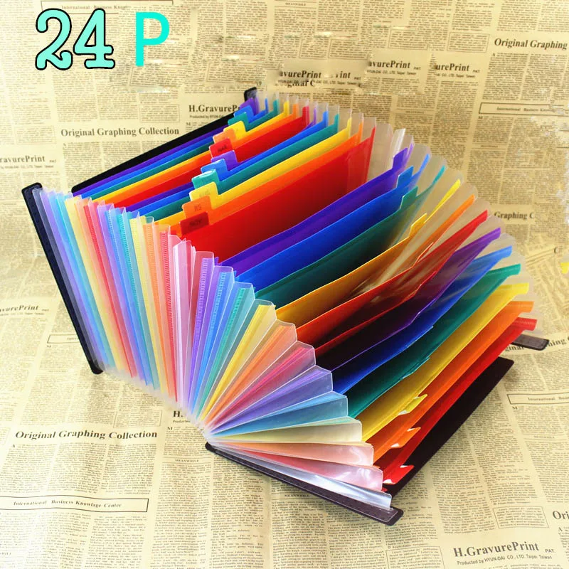 

Hot Sale 24 Pockets Expanding File Folder A4 Organizer Portable Business File Office Supplies Document Holder Carpeta Archivador