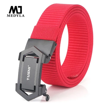 

Medyla 2020 Mens Military Nylon Belt New Technology Automatic Buckle Hard Metal Tactical Belt for Men 3.5cm Sports Belt