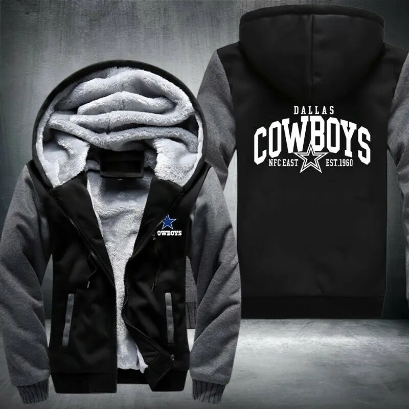 Новая мужская куртка на молнии с капюшоном Dallas Cowboys, новая зимняя теплая верхняя одежда