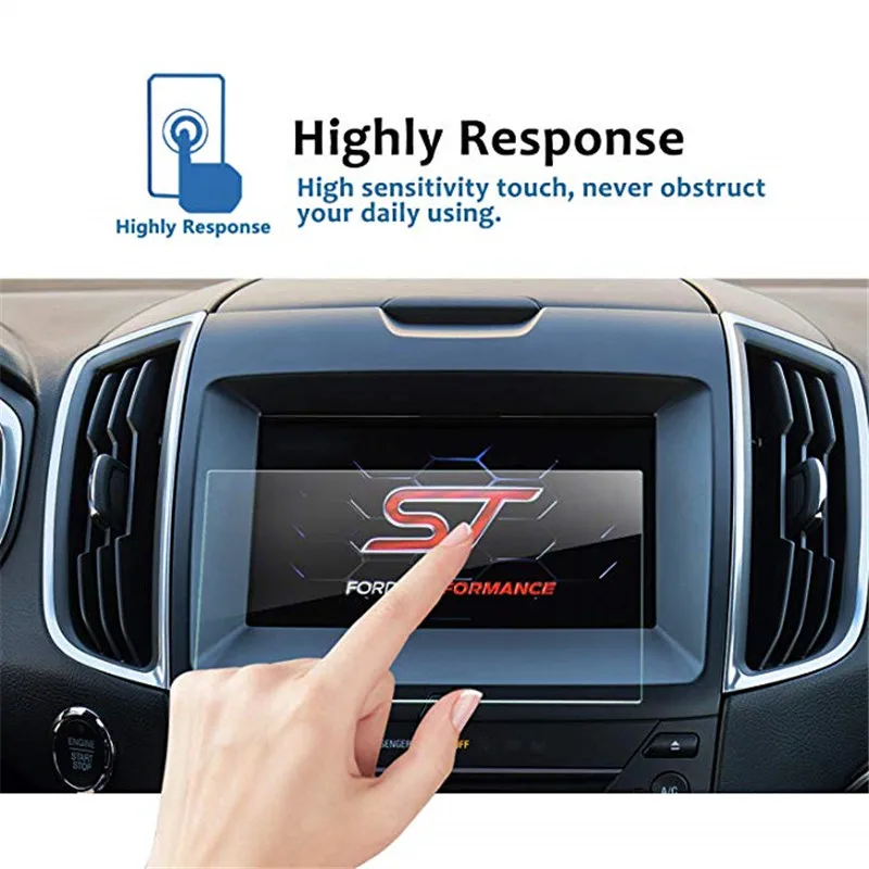 

Tempered Glass Navigation Infotainment Center Touch Screen Protector for Ford 2019 Edge SYNC 8-Inch 175x105 mm