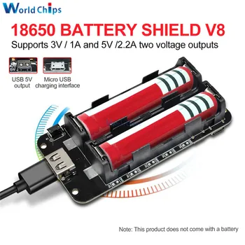 

Double 18650 Lithium Battery Shield V8 5V/3A 3V/1A Power Bank Battery Charging Module Micro USB For Arduino ESP32 ESP8266 WIFI