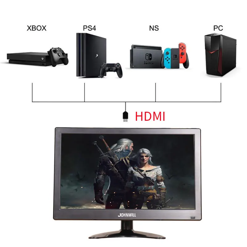  12 inch hd small mini portable monitor pc ips 1080P LCD Display gaming Monitor HDMI VGA USB BNC AV 