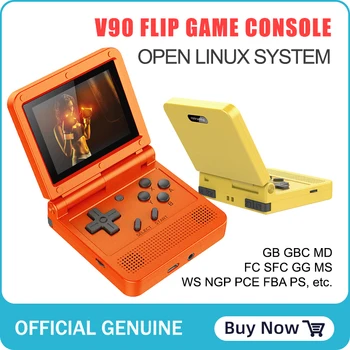 

v90 3-inch IPS screen Flip Handheld console dual open system game console 16 simulators retro PS1 kids gift 3D new game