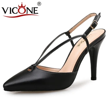 

VICONE Women Summer Pointed Toe Casual Narrow Band Fashion Thin Heels V483751