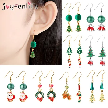 

Christmas Ornaments Earrings Pendant Santa Claus Xmas Tree Santa Jingle Bells Ear Accessories New Year 2021 Gifts Natal Noel