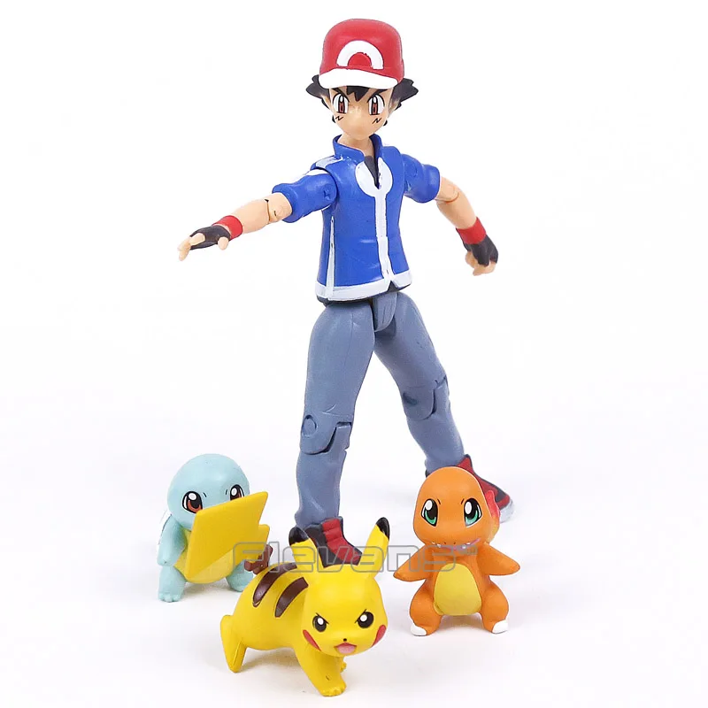 Figma 052 Pokemon Ash Ketchum And Pikachu Charmander Squirtle Action Figure  Collectible Model Toy - Action Figures - AliExpress