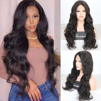

Charisma Long Wavy Wig Natural Brown Heat Resistant Wigs Middle Part Synthetic Lace Front Wig for Women Free Shipping