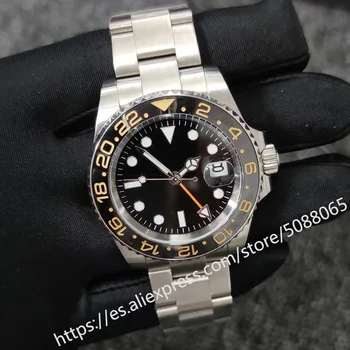 

40mm Men's Watch Mechanical Automatic Aseptic Dial Stainless Steel Sapphire Glass GMT 2813 Movement Ceramic Bezel 12