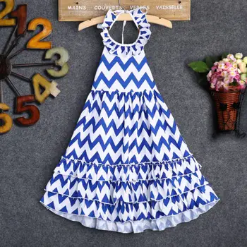 

2020 New 3 To 10 Years Kids Girls Halter Dress Stripe Wedding Maxi Long Holiday Dresses Sundress Outfits