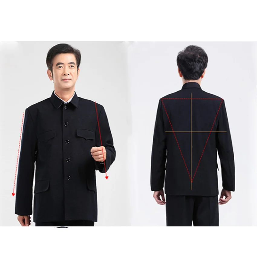 Traditional Chinese Tang Suit for Men Jacket Coat New Year Spring Festival Tunic Zhongshan Mao Suit Blazer Knitting Pockets Top