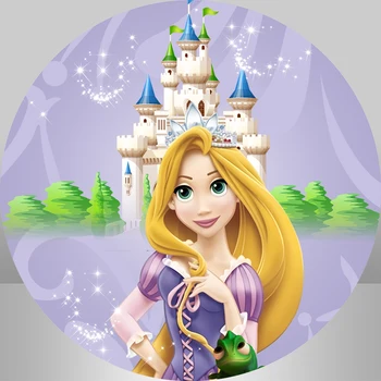 

Tangled Rapunzel Princess Backdrop Castle Girl 1st Birthday Party Background For Photo Studio Party Banner Circle Round Backdrop
