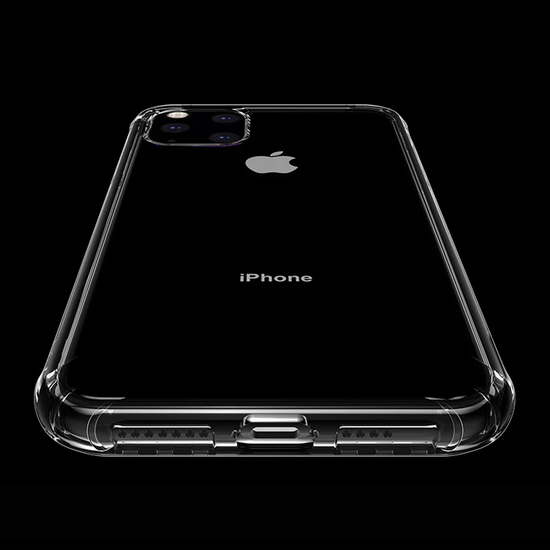 Прозрачный чехол для телефона iPhone 11 2019 мягкий из ТПУ Pro Max чехлы поддержка