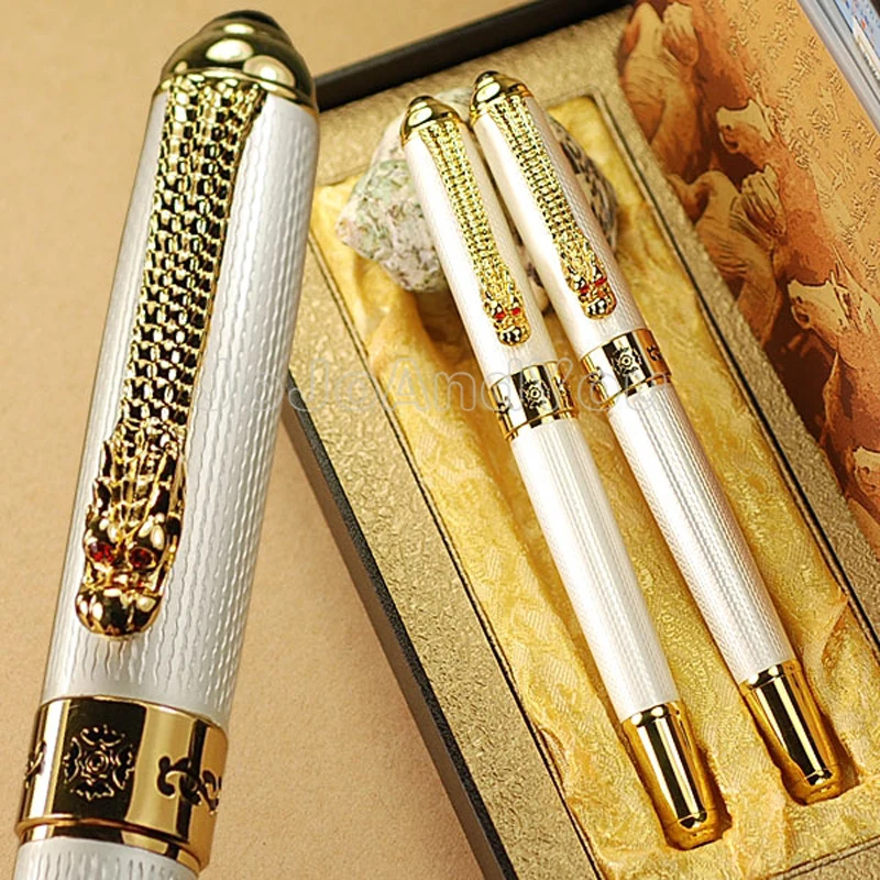 jinhao-classic-dragon-clip-fountain-pen-rolllerball-pen-metal-writing-signature-pen-white-color-business-with-gift-box