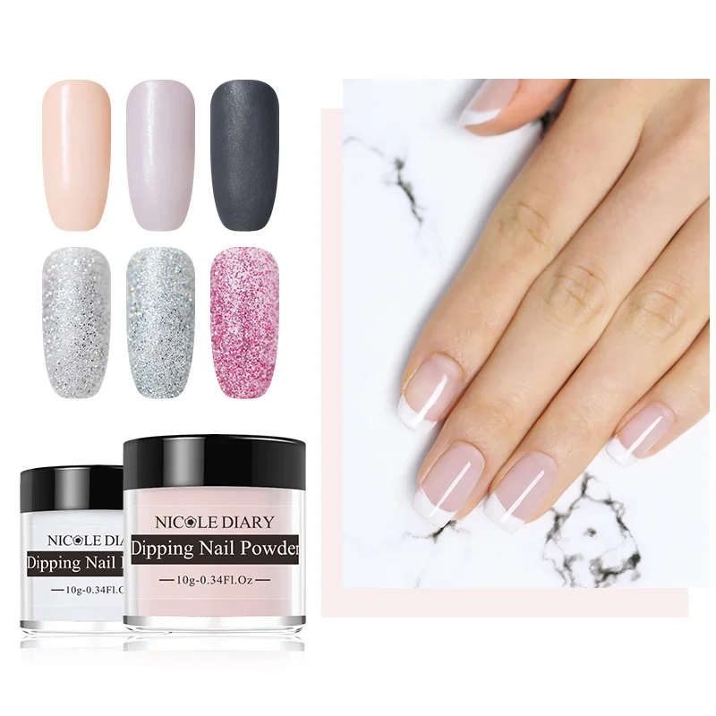 

NICOLE DAIRY Dipping Nail Powder Natural Dry Without Lamp Cure Dip Nails Powder Gel Nail Glitter Powder for Nail Art Decoration
